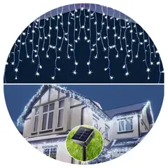 GENERICO - Luces Cascada Navideñas Solar 231 Led 5 Mts Guirnalda Solar Blanco