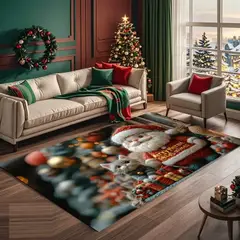 GENERICO - ALFOMBRA DE NAVIDAD TIERNO GATITO 200X240 DELGADA LISA TF