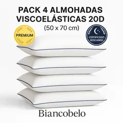 BIANCOBELO - Set 4 Almohadas Cervical Viscoelástica 50x70 PREMIUM