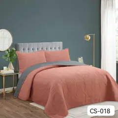 GENERICO - Cobertor de verano tipo Quilt con fundas - Reversible 2 Plazas - Coral
