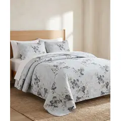 GENERICO - Cubrecama Quilt Verano 2 Plazas - Floripa Ceniza XF104