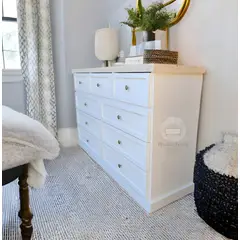 RUSTIC STYLE - COMODA MADERA 9 CAJONES BLANCA Y NATURAL + TELESCOPICOS + TIRADOR PREMIUM
