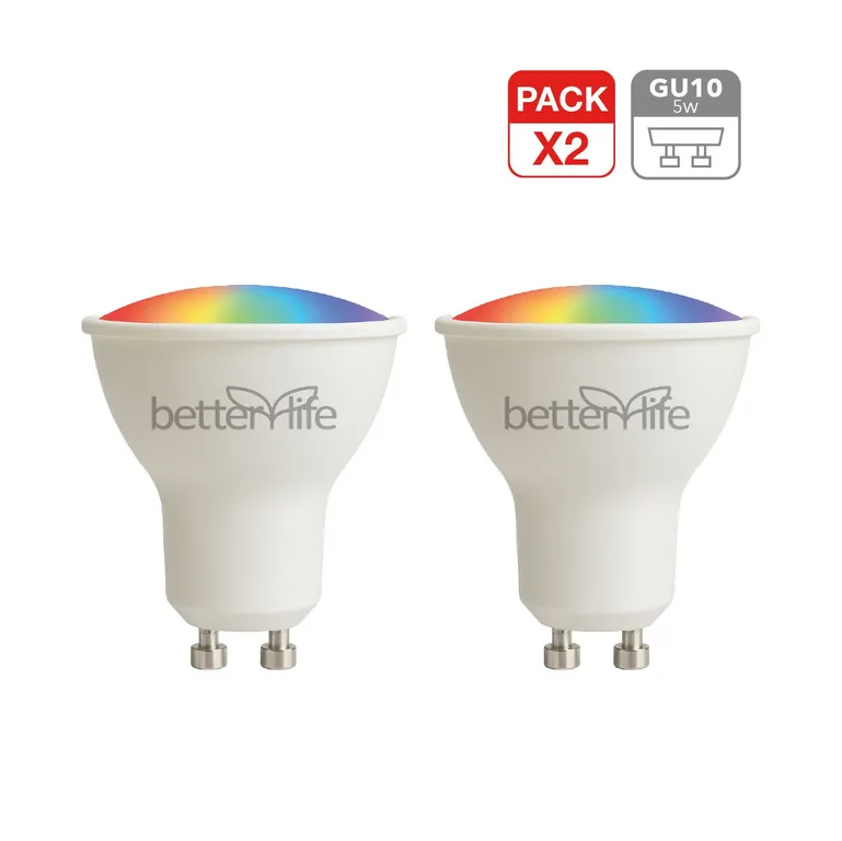 Ampolleta Inteligente LED RGB Wifi 5W GU10 2 unidades