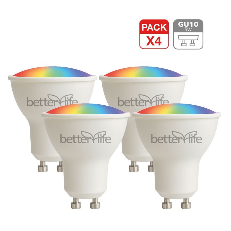 Ampolleta Inteligente LED RGB Wifi 5W GU10 4 unidades