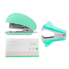 MOTARRO - Set Mini Corchetera + Sacacorchetes + Corchetes Kawai Verde