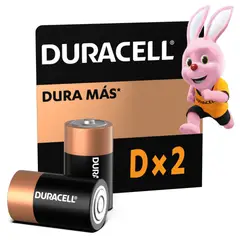 DURACELL - Pila Tipo D 2 pilas batería grande DURA más