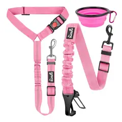 GENERICO - Correa Cinturón De Seguridad Auto Perros CPlato Rosado