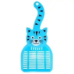 METALFER - Pala Para Arena Para Gatos Diseño Ergonómico Resistente AZUL