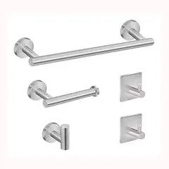 GENERICO - Set de 5 accesorios de baño acero inoxidable