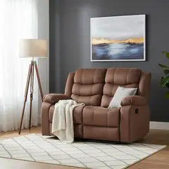 DANIELS - Sofá 2 Cuerpos Reclinable Tradicional Norman Café Claro Elephant 2011LBR