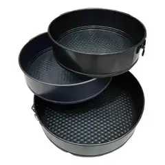 NO LOGO - Pack 3 Moldes Desmontable Tortas Acero Antiadherente Negro