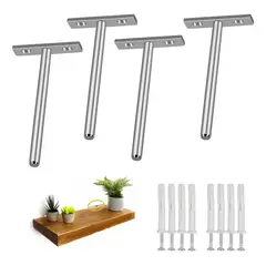 GENERICO - Soporte Oculto Repisa Flotante 12,5cm 4 Piezas Inox