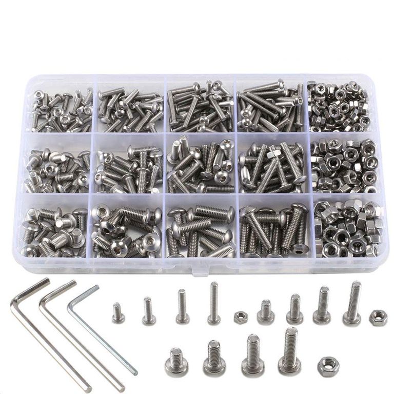 500 Tornillos Cabeza Plana M3 M4 M5 Hexagonal Tuerca Pernos