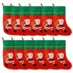 SUPERCENTER - Pack 12 Botas De Navidad Colgantes Decoración Navideña Mixta Rojo