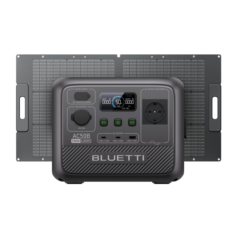 AC50B Generador Solar Portátil 700w448wh con 100W Panel Sola Para Acampar Pesca Viajes Emergencia Corte Energía
