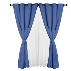 MASEL - Set cortina 8 pzas Amalia pasatubo 140x225 AZUL