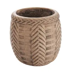HOME ESSENTIALS - Maceta trenzada de cemento café 11 cm
