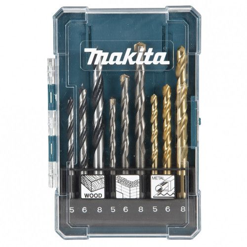 Set Brocas 9unid Madera Metal Mampostería Estuche D-71962