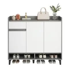 MUNDO ONLINE - Zapatero Grey 3 Puertas con Cajon Organizador Estante 100 cm