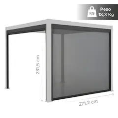 VINCENZI - Cortina Manual Zipscreen 2,71 Mts Para Pérgolas Bioclimática