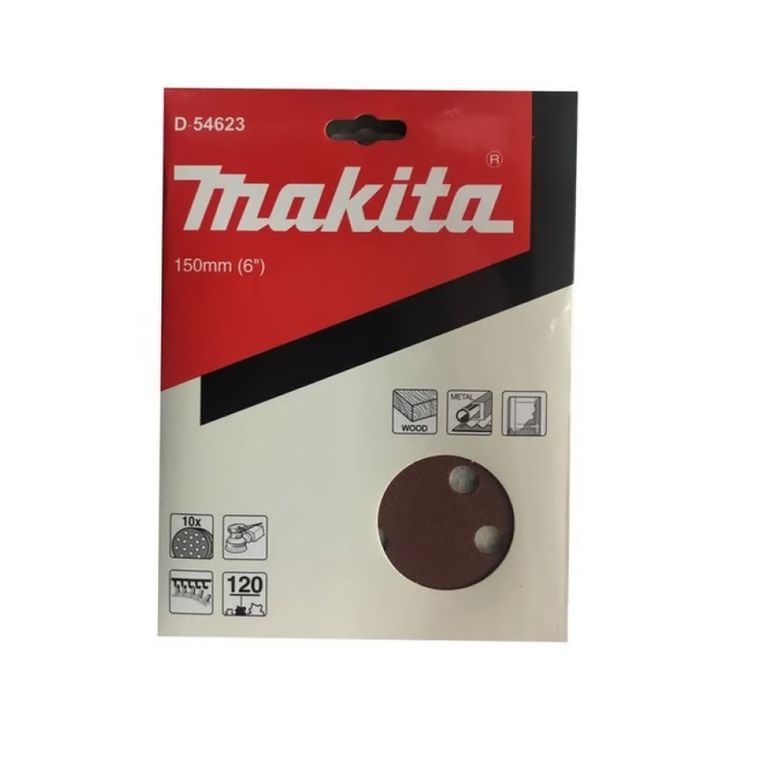 Discos Lija Velcro (10u) 150mm Grano 120 D-54623
