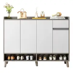 MUNDO ONLINE - Zapatero Silver 4 Puertas con Cajon Organizador Estante 120Cm