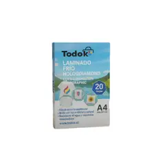 TODOK - Papel Laminado Frio A4 de 20 Hojas Holográfico Corazones
