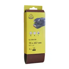 KLINGSPOR - Lija banda madera metal 3x18" G100 3pzas
