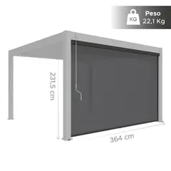 VINCENZI - Cortina Manual Zipscreen 3,64 Mts Para Pérgolas