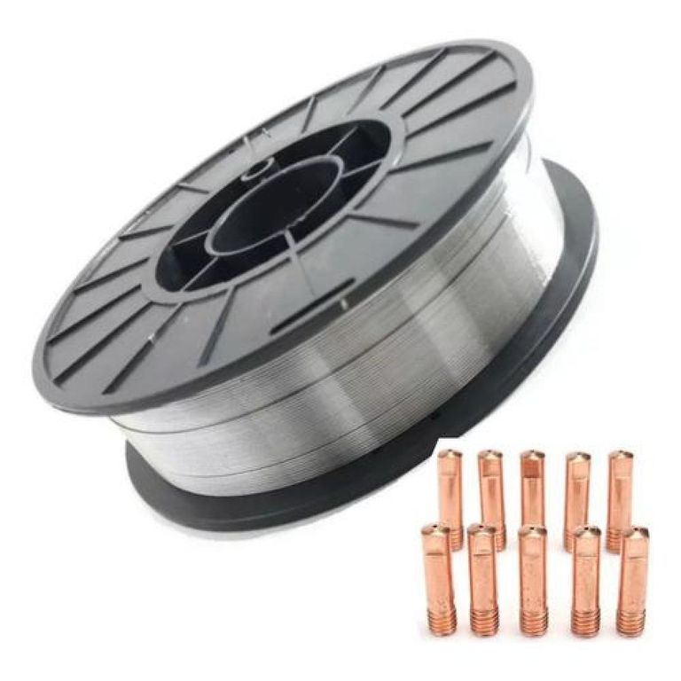 Alambre Soldadura Mig Flux227kg 09mm+10 Boquillas 09mm