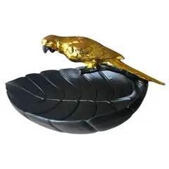 GENERICO - Adorno Resina Forma de Hoja con detalle Loro Negro
