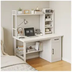 HOMER DESIGN - Escritorio Para Oficina Moderno Con Estantería 100x48x137cm