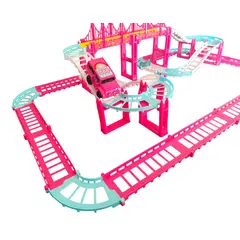 OEM - Juguete Niña, Pista De Autos Rosada 75 Cm De Largo