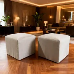 MUEBLES NEW - PUFF BEIGE LINO