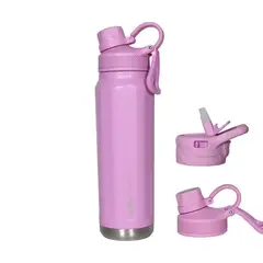 BUFFER FLASK - Termo Botella Agua Termica Acero Inox Buffer+Tapa - Negro - Fucsia