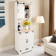ELEMENT DESIGN - Barro Mueble Bar 180 cm con Puertas de Granero y Estantes Regulables