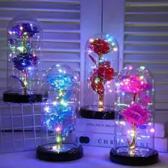 GENERICO - Rosa Eterna Cúpula De Cristal Luces De Lampara Led De Flor