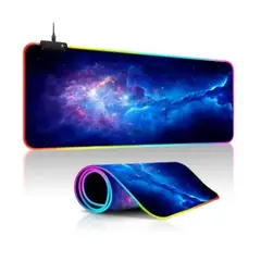 CRUSEC - Alfombrilla Mousepad 40x89 Con Luz Led RGB Antideslizante