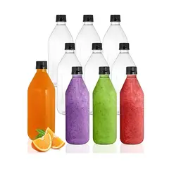 PASTELERIUS - X12 Botellas Plasticas Transparentes Botella Con Tapa 1000ml