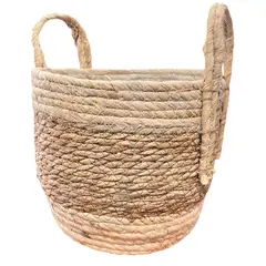 GENERICO - Macetero Cesto Canasto Maceta De Mimbre Con Asas Rustico