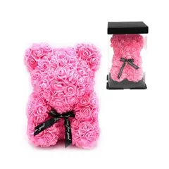MOVI - Oso de Rosas Artificiales Rosadas con Caja de Regalo