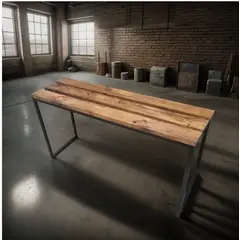 GENERICO - Banca De Metal Y Madera Torshavn - 120 Cm