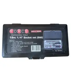 FORCE - Juego de Dados 1/4" 19 Piezas SAE – Automotriz Profesional 2203S-5
