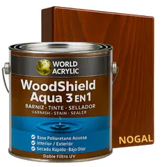 KENT - BARNIZ MADERAS WoodShield Aqua 3 en 1- GALON - NOGAL