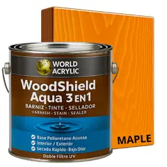 KENT - BARNIZ MADERAS WoodShield Aqua 3 en 1- GALON - MAPLE