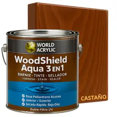 KENT - BARNIZ MADERAS WoodShield Aqua 3 en 1- GALON - CASTAÑO