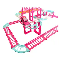 OEM - Juguete Niña, Pista De Autos Rosada 75 Cm De Largo