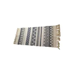 GENERICO - Alfombra Boho Decorativa 60x130 cm Azul Triángulo Bajada de Cama