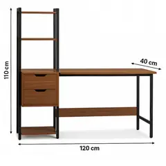 SPACE HOME - Escritorio trinity organizador lateral librero y 2 gavetas marron.