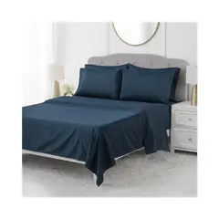 GENERICO - Juego de Sábanas Hotel Style King Size 1000 hilos Algodón Egipcio - Azul